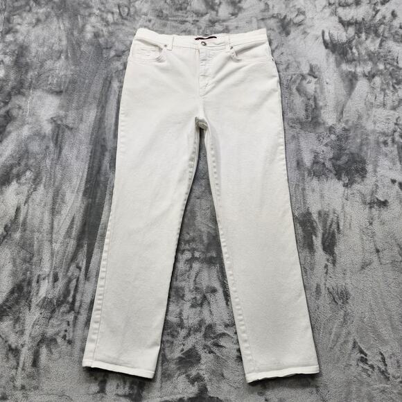 Gloria Vanderbilt Jeans Womens 12P PETITE White High Rise Straight Leg Stretch - Picture 1 of 14